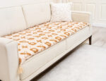 Krem Hardal Organik Desenli Kanepe Koltuk Örtüsü