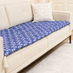 Saks Mavisi Desenli Kanepe Koltuk Örtüsü