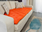 Turuncu Keten Kanepe Koltuk Örtüsü