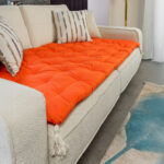 Turuncu Keten Kanepe Koltuk Örtüsü